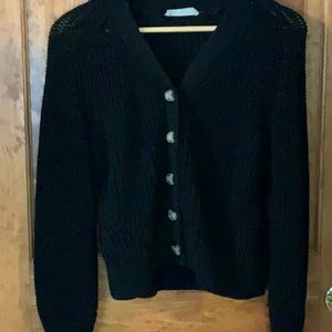 Everlane Crop Cotton Cardigan Black Medium